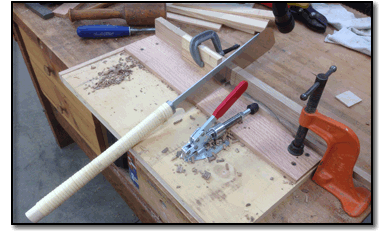 Jig for cutting and chiseling joinery for kumikos - kozo paper frames.